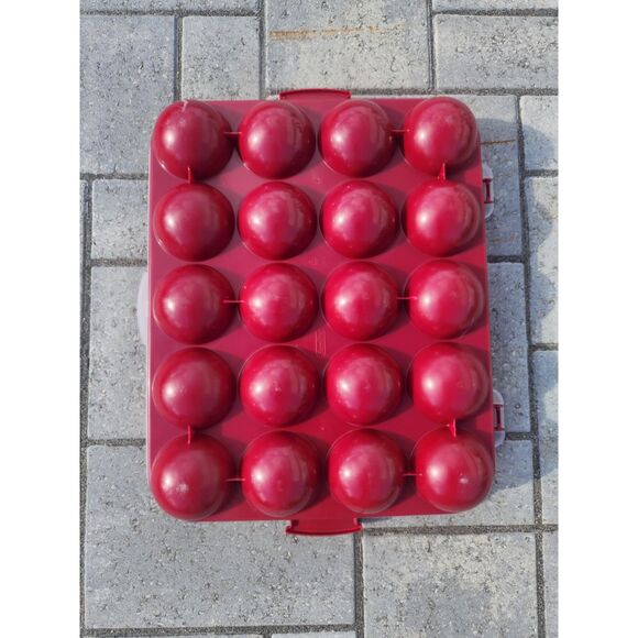 Sterilite Ornament Red Storage Case Holds 20 3.5" Christmas Ornaments. - Picture 2 of 6